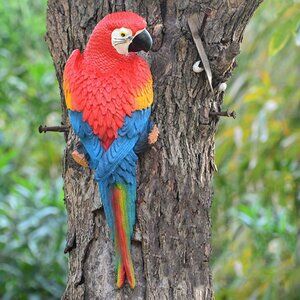 Realistic Large Parrot Lifelike Bird Tropical Animal Figurines for Tree Wall